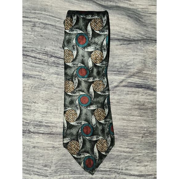 *5 for $25* Vintage Made in USA 100% Silk Gray Geometric Neck Tie - Picture 6 of 6